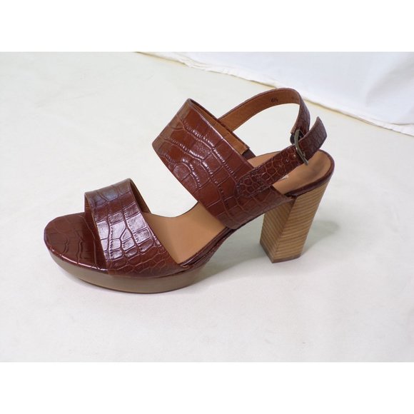 🆕PAUL GREEN Amanda Croc Slingback Platform Sandal Shoes 7 Brown - Picture 9 of 13